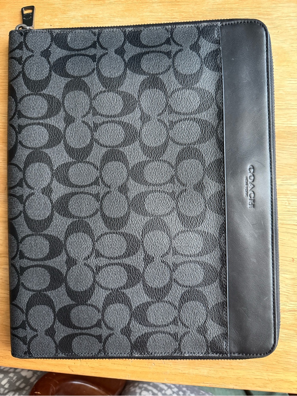 Coach Women’s Black Signature Zip Portfolio Tablet Folio